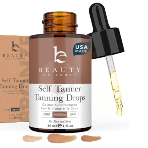 Self Tanning Drops - USA Made with Natural & Organic Ingredients, Medium Face Tanning Drops to Add to Lotion, Moisturizing Bronzing Drops for Face & Body, Toxin Free Face Tanner for Fake Tan